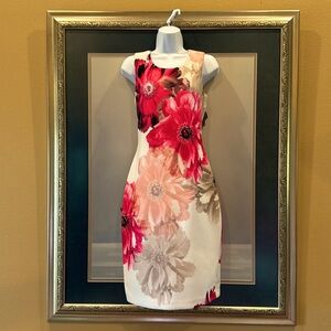 Calvin Klein Floral Scuba Sheath Dress, Size 6